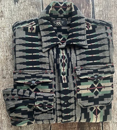 RRL DOUBLE RL RALPH LAUREN BROWN BEAR AZTEC BLANKET JACQUARD OVERSHIRT MENS MED - Picture 13 of 13