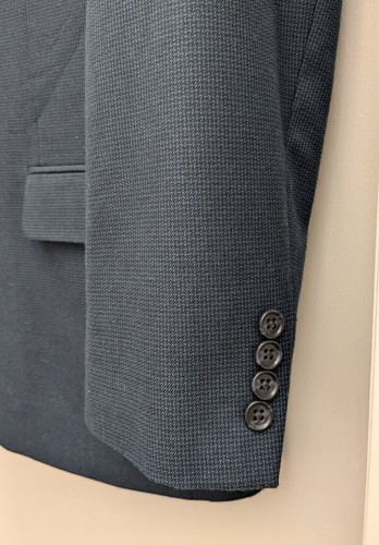 Andrew Fezza Macy's Men's Navy Blue Basketweave Pattern Sport Coat Size 41R - Picture 7 of 16