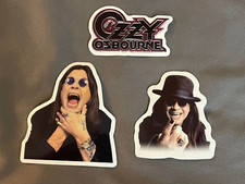 Lot 3 OZZY OSBOURNE 1 1/2" to 3" PHOTO Logo STICKERS Black FAST FREE SHIP 