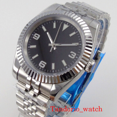Bliger 36mm NH35A PT5000 Automatic Men Watch Sapphire Glass Fluted Bezel Jubilee