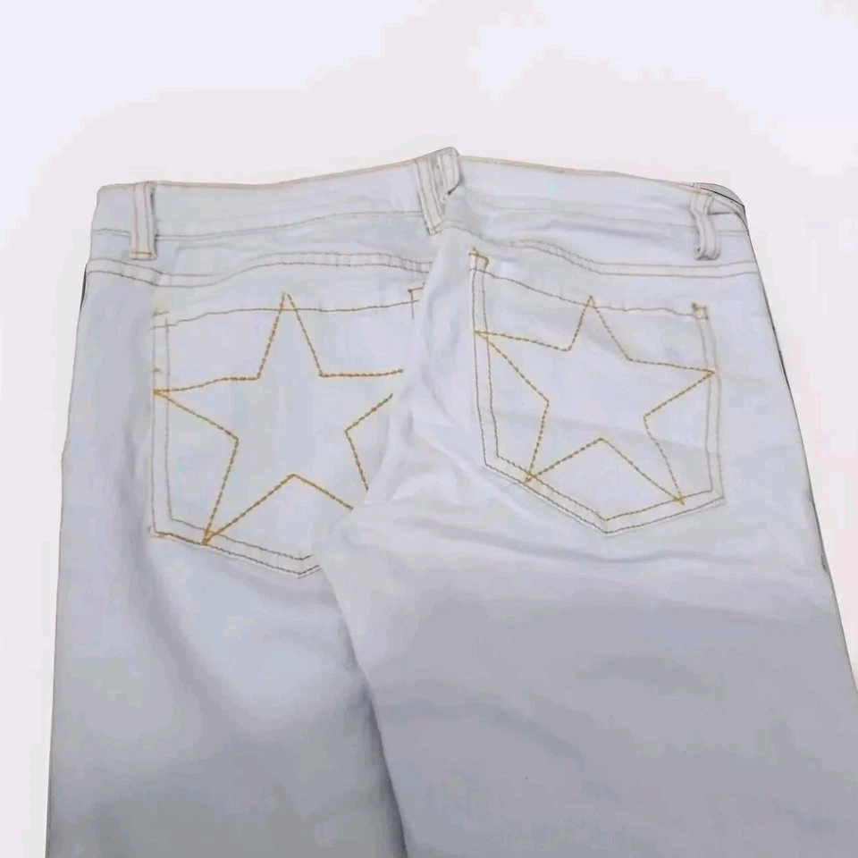 Pantalones de mezclilla vintage Y2K para mujer Abbey Dawn Star bolsillo cremallera pierna escena emo skate talla 30 Foto 3 de 4