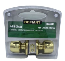 Defiant Hall And Closet Door Knob Brass 332-240 NEW Sealed