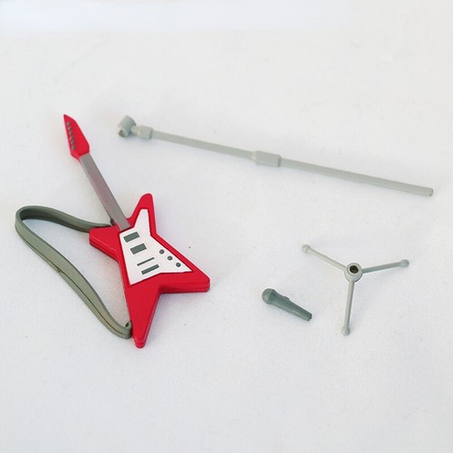 2PC Dollhouse Miniature 1:18 Scale Electric Guitar Microphone Music Accessories - Picture 4 of 5