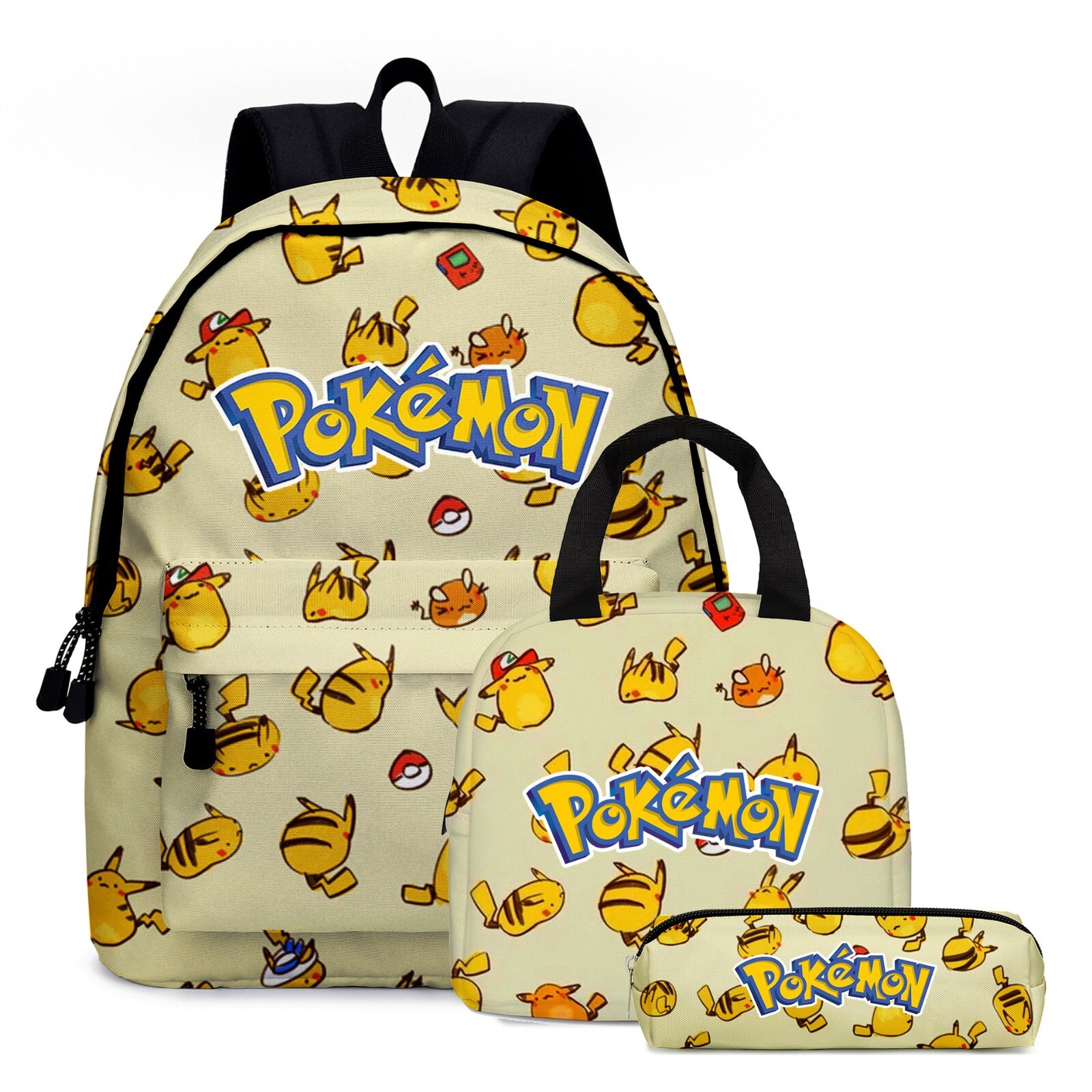 PONY ZAINO POKEMON CON ASTUCCIO E BORSA TERMICA ASILO SCUOLA MATERNA BAMBINI BAMBINA