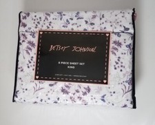Betsey Johnson King Sheet Set Purple Floral Flowers Butterfly 6pc Bedding NEW