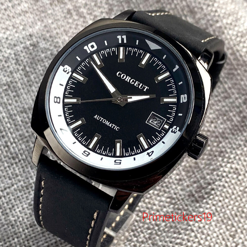 Reloj Corgeut esfera negra acero/PVD cuadrado 42 mm NH35A automático para hombre correa de cuero - Imagen 3 de 17
