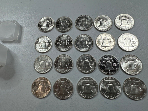 (20) 1963 US MINT SILVER FRANKLIN HALF DOLLARS, 1 ROLL, all BU/MS coins!!!! - Picture 8 of 8