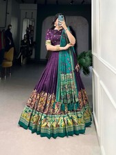 Stylish Look Purple Tussar Silk Lehenga Choli With Dupatta For Wedding