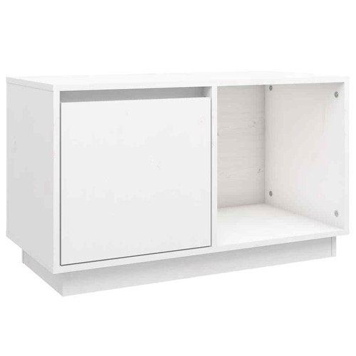 TV Cabinet Entertainment Unit Stand Console Storage Rack Shelf White Wood Pine - Picture 2 of 11
