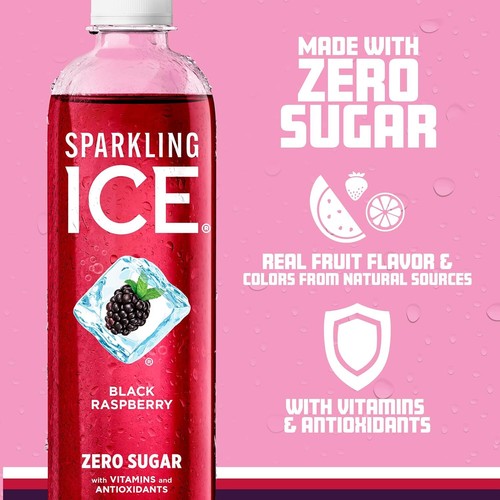 Ghiaccio frizzante, acqua frizzante lampone nero, acqua aromatizzata a zero zuccheri, con - Foto 3 di 11