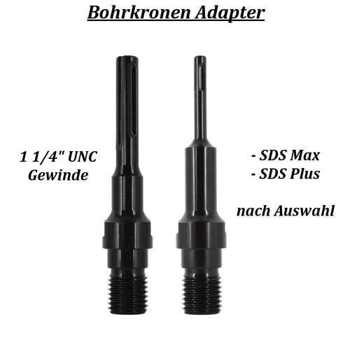 Adapter 1 1/4" UNC auf SDS Plus oder SDS Max für Diamant-Bohrkrone Kernbohrer