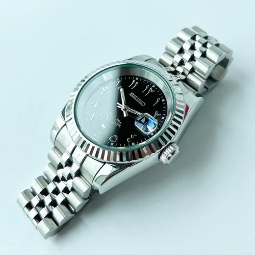 Seiko Mod ,,DateJust Arabic? - Silver- (Black Dial), Sapphire Crystal (NH35) - Bild 2 von 5