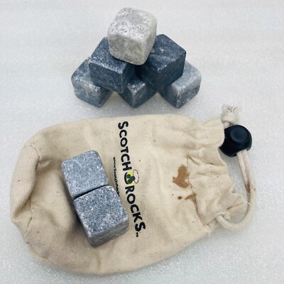 Lot/Set of 8  Scotch Rocks Whiskey Stones Ice Cubes w/ Bag   VGUC 