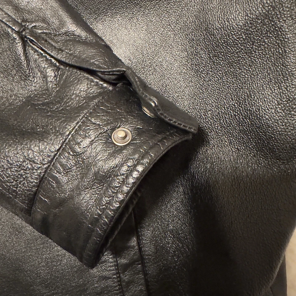 CHAQUETA DE CUERO PARA HOMBRE Cremallera Abrigo Negro Motociclista Motocicleta Forrado Afeitadora Lake XL Foto 3 de 4