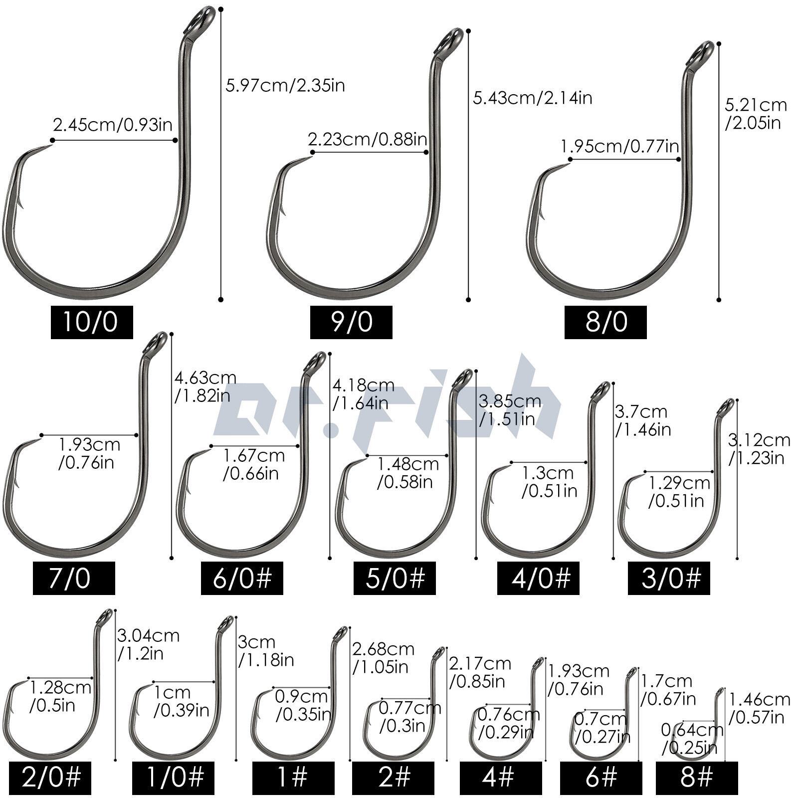 100/200pcs Circle Fishing Hooks Octopus Offset 1/0-10/0 Ultra Sharp Saltwater