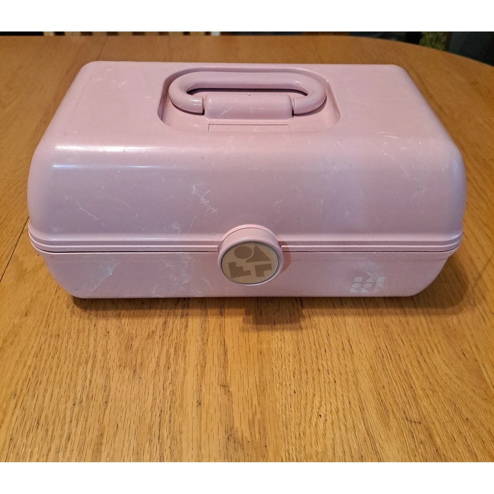 Caboodles makeup storage marbled pink Case with mirror trays vintage