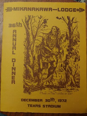 OA Lodge 101 Mikanakawa 36th Annual Dinner Texas Stadium Dec 30th 1972