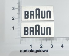 Braun Speaker Badge Logo Pair 15mm x 32mm Silver Aluminum Custom Made