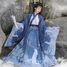 Women Weijin Dynasty Hanfu Cross Collar Tops Skirt Chinese Style Couples Set