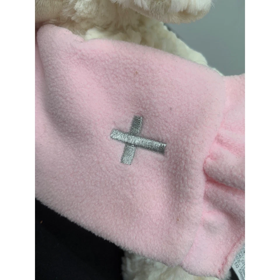 Demdaco Nat & Jules Lay Me Down To Sleep Lamb Plush Toy Pink blanket Silver Cros - Image 4 of 4