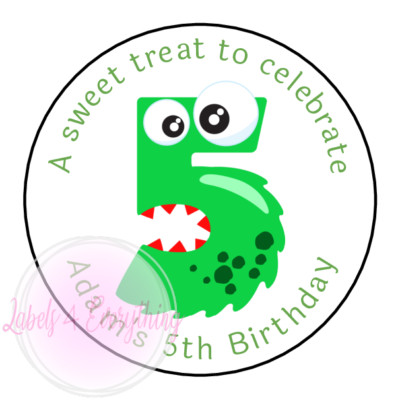 Personalised 5th Birthday Sticker Monster Sweet Treat Party Thank You Sweet Cone