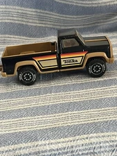 Truck Tonka Metal Black Brown Pickup Truck Appr 8" w/Stripes  Vintage