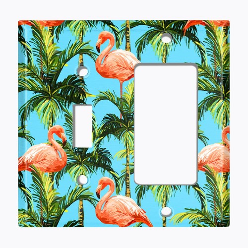 Metal Light Switch Cover Wall Plate Pink Flamingo Tree Party - Imagen 24 de 26