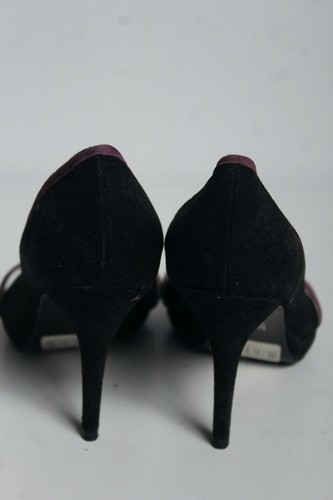 Bertie Womens Peep Toe Suede Leather Heels - Black Purple - Size 4 - Picture 4 of 5