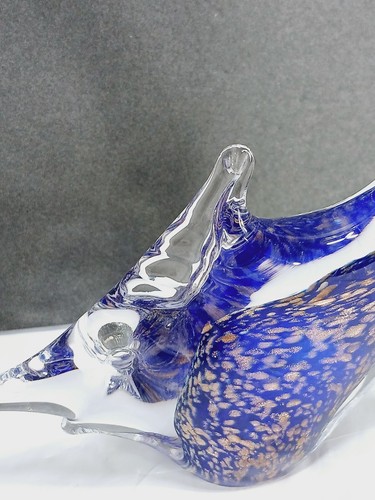 Jussis Glass SWORD FISH = Blue / Gold / Clear = 7.5" tall = Very Nice! - Picture 4 of 12