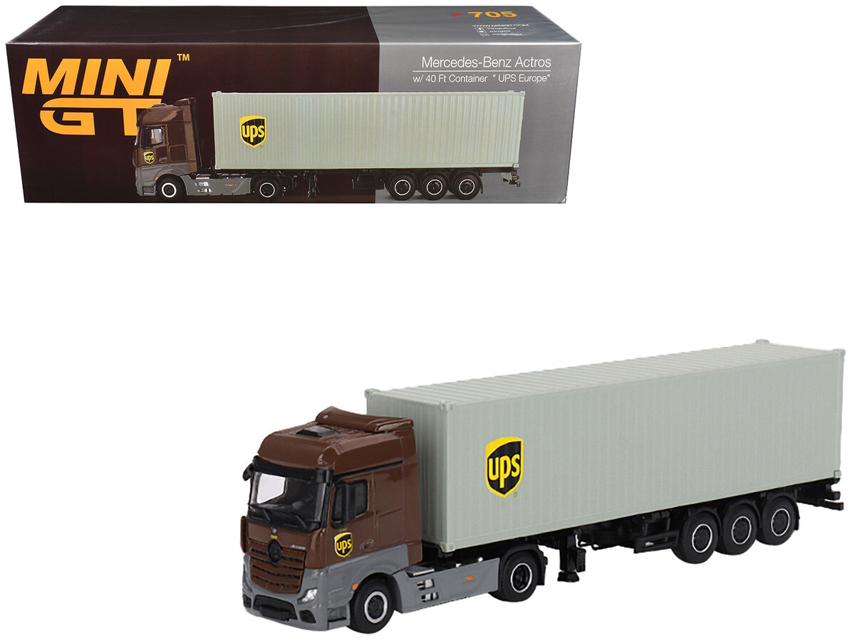 MINI GT Actros UPS　海上コンテナトレーラー1/64　最終値下げ Mini GT 1:64 Mercedes-Benz Actros w/ 40 Ft Container 