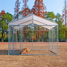 10x10FT Large Outdoor Dog Run Kennel Pet Cage Enclosure Chain Link Fence