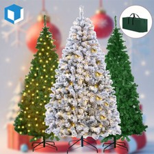 6.5/7.5ft Pre-lit Christmas Tree Artificial Snow Flocked Pine Holiday Decoration