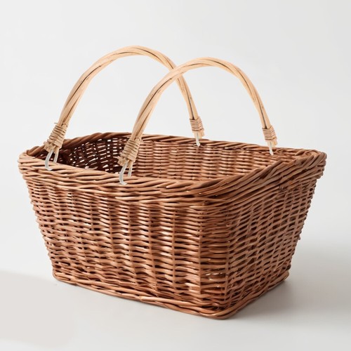 2 Pcs Wicker Picnic Basket Carry Handle Willow Fruit Crafting Shopping - Picture 9 of 12
