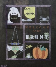 Kathy Schenkel Halloween Sampler Handpainted Needlepoint Canvas