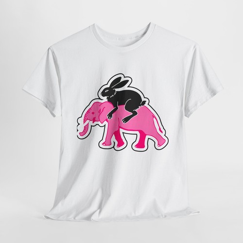 Camiseta Unisex Adulto Negra Conejo Rosa Elefante Arte Callejero Ropa Callejera Gráfico - Imagen 16 de 25