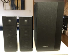Samsung Wireless Subwoofer PS-WH450 & 2 PS-AF720S Front Left & Right & Center