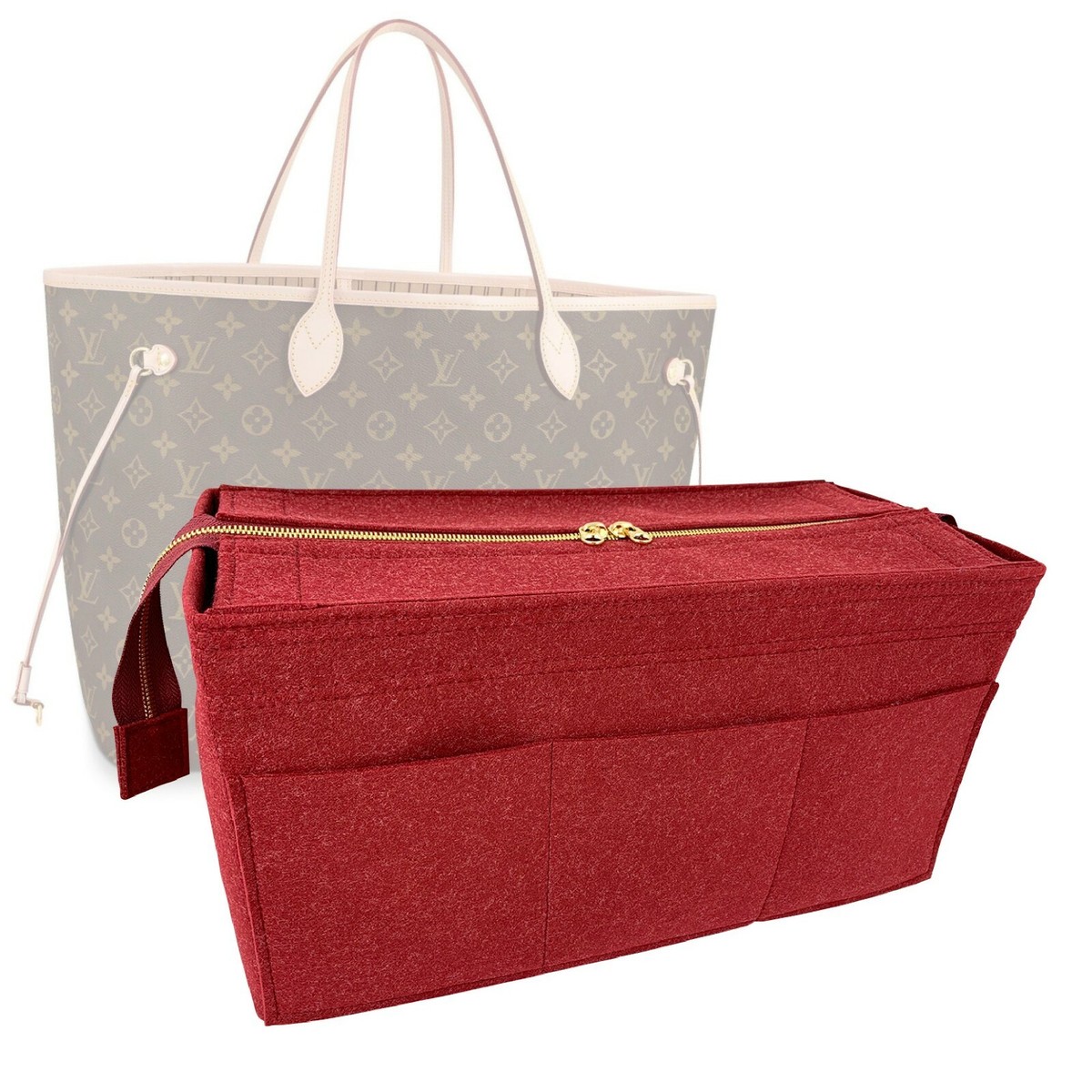Zipper Lv Neverfull Organiser Bag Organizer For Louis Vuitton