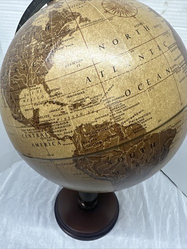 Replogle 12" Diameter Globe World Sienna Series Raised Relief Hardwood Base Vtg - Picture 3 of 10