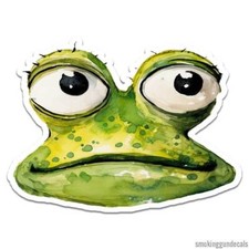 Funny Frog Head, Vinyl Decal Sticker, Indoor Outdoor, 3 Sizes, 12556