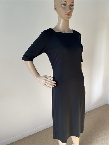 Ann Taylor schwarz Stretch Viskose Poly Midi Etuikleid 3/4 Ärmel Maschinenwäsche 4 - Bild 3 von 12