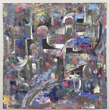 Original Gouache Ilse Clercx Abstract Composition Gallery La Cittadella Ascona