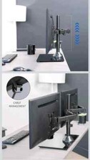 VIVO Dual Monitor Desk Stand Adjustable Mount w/ Glass Base Stand-V002FG