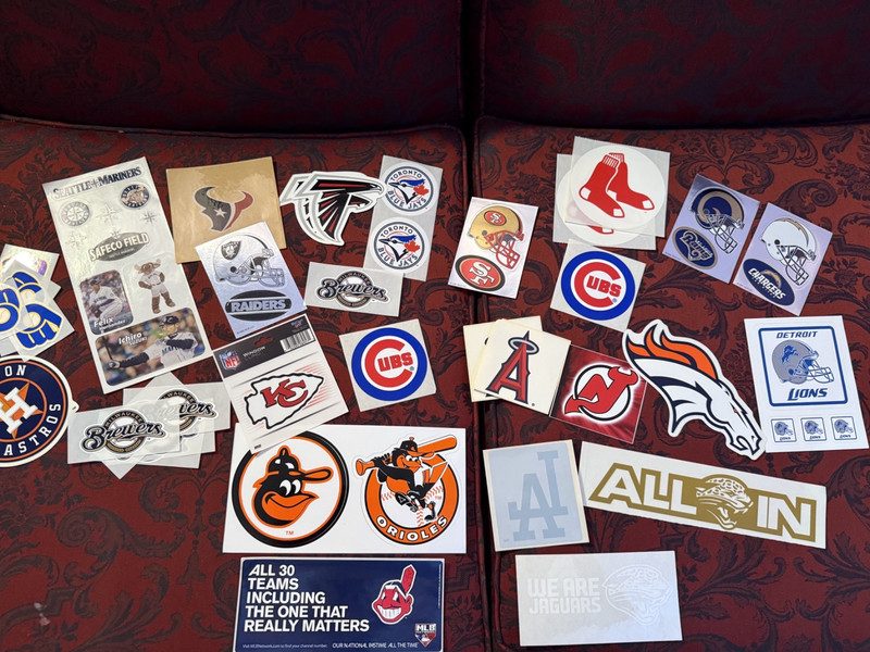 LOT OF 40+ U.S. PRO SPORTS DECALS/ STICKERS 2000s/2010s MLB NHL NFL
