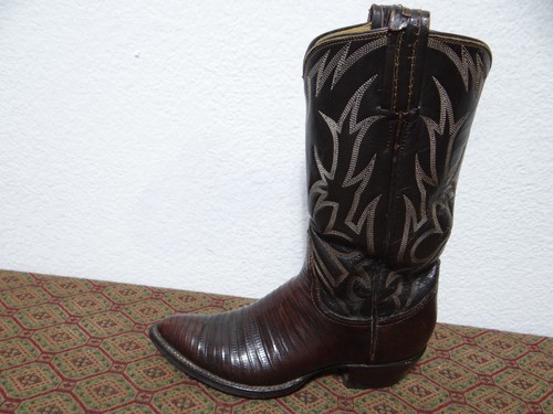 Vintage Tony Lama braune Teju Eidechsenhaut & Leder Cowboystiefel Damen 6,5 M - Bild 5 von 17