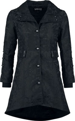 Gothicana by EMP Damen schwarzer Mantel mit Korsett und Nietenkragen