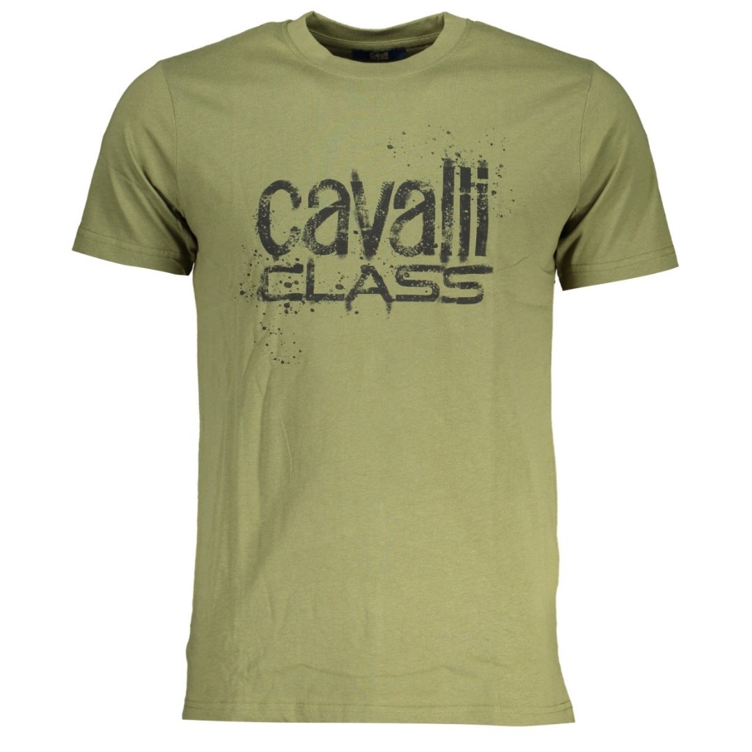 Зеленая футболка с ярким черным логотипом Cavalli Class 17590₽
