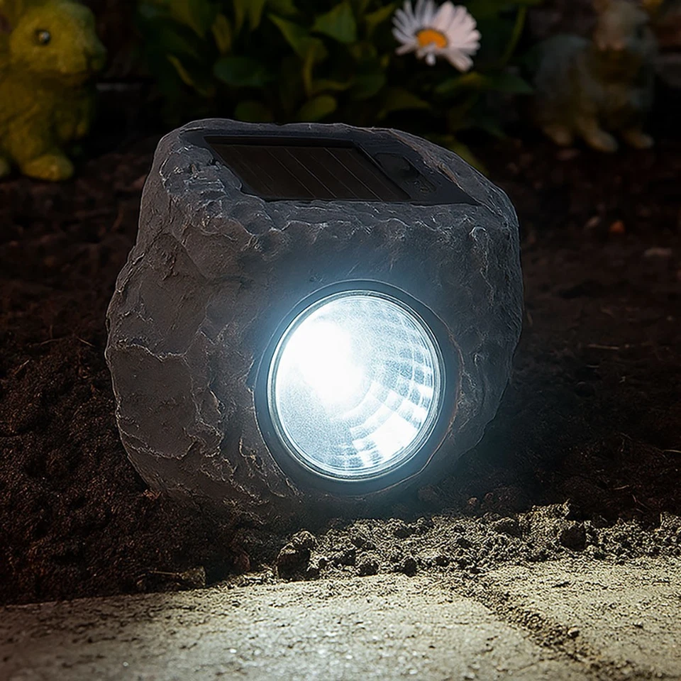 Solarleuchte Außenleuchte Gartenlampe LED Stein grau Dekolampe Balkon L 7,8 cm - Bild 3 von 4