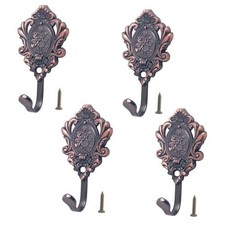 Vintage Wall Hooks, Rose Pattern Curtain Tiebacks Hooks - Decorative Bronze