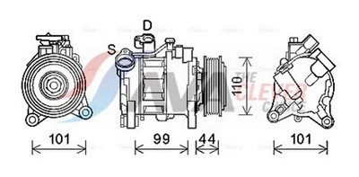Kompressor Klimaanlage AVA Clever Choice BWAK498 12V für BMW 3er Turismo F34 F30