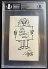 Tommy Chong Hand Drawn Sketch Weed Now 4x6 Index Card Beckett Autograph BAS 10
